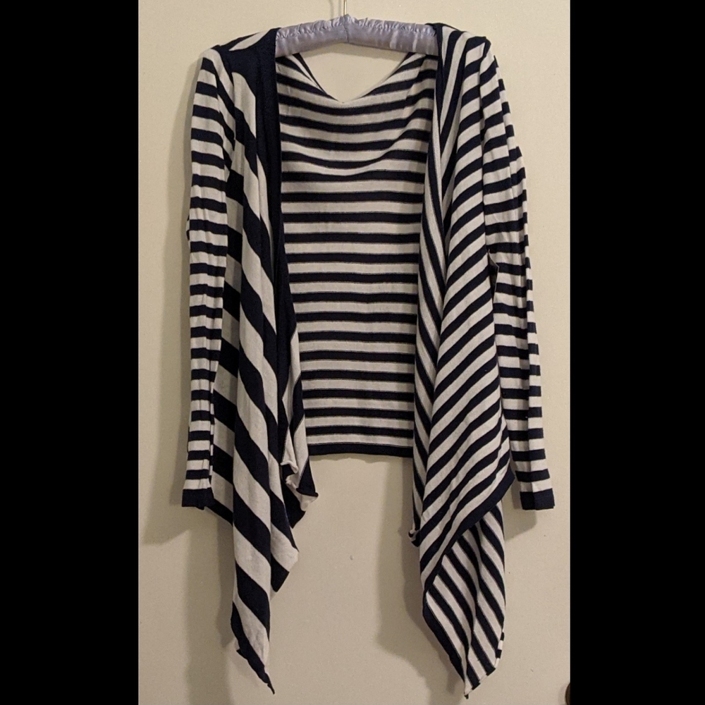 JW Style Striped Open Front Cardigan Size S